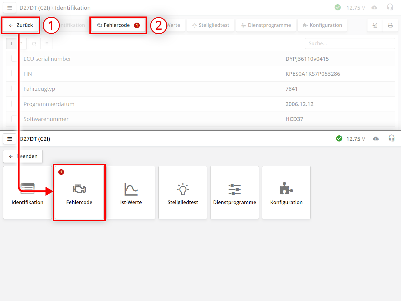 Navigationsmöglichkeiten zwischen Registerkarten